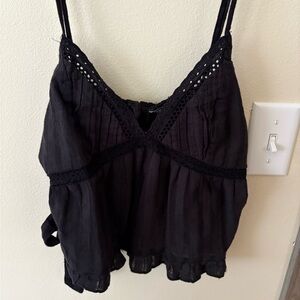 Zara Black Lace Tank Top with Tie Back
